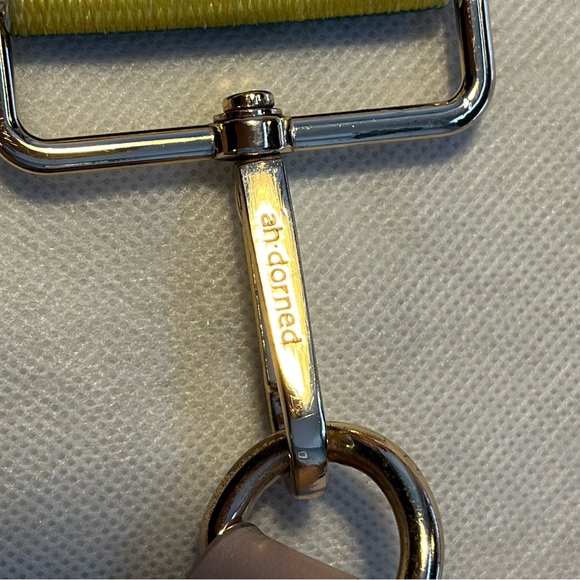 AH•DORNED Classic Vegan Leather Messenger Bag Pale Pink w/Striped Strap - Picture 4 of 10